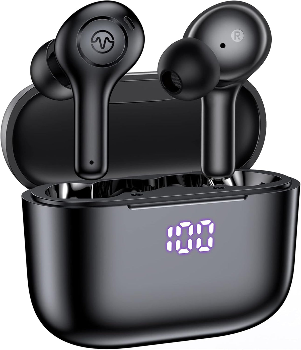 Wireless Earbuds with Wireless Charging Case, 50H Playback Bluetooth Headphones, Pack of 2 T1825