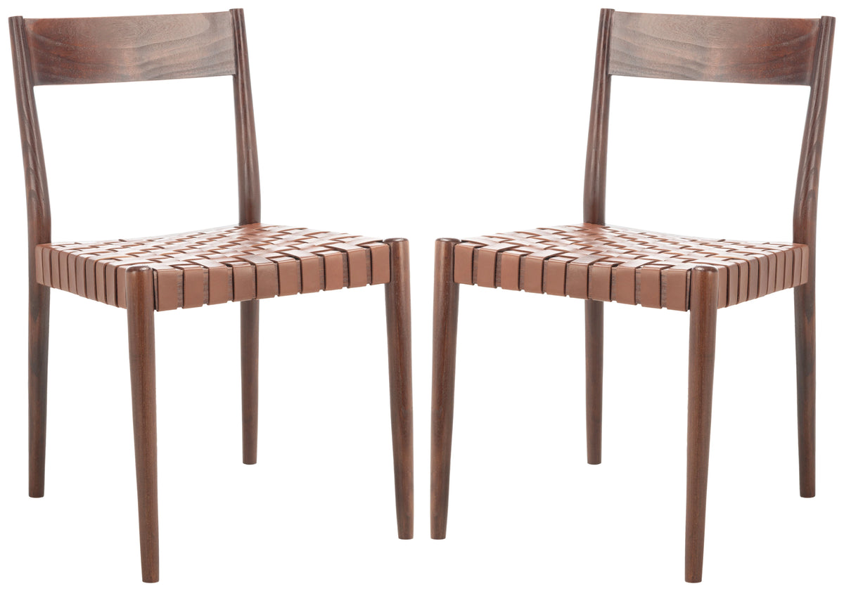 Cognac Brown Leather Dining Chair Set of 2 U3064