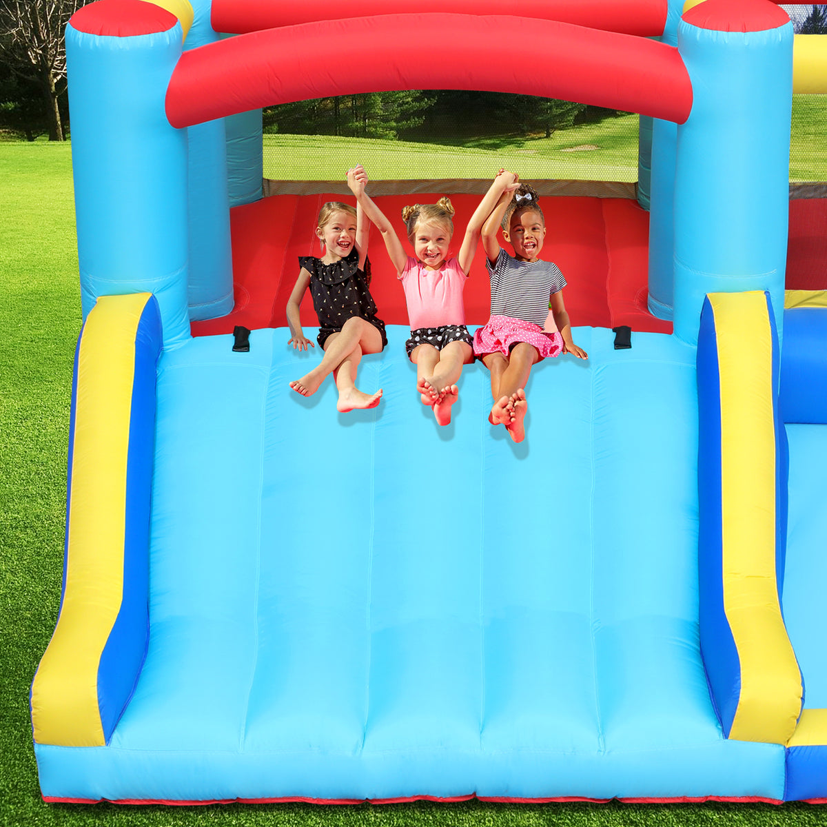 Inflatable Water Slide Bounce House with Splash Pool & Basketball Rim D959