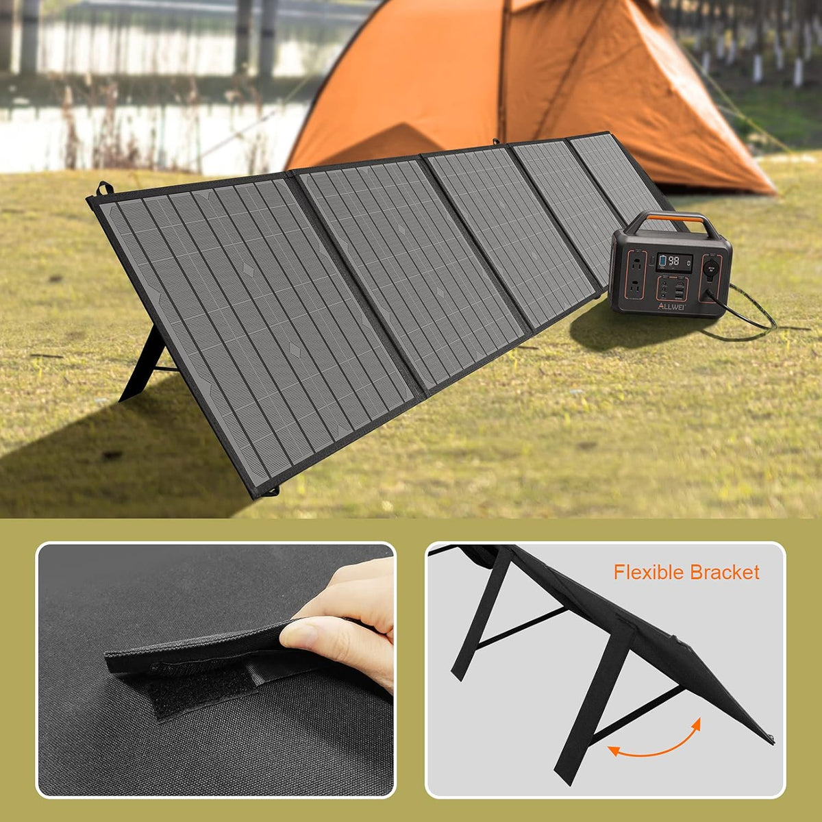 100W Portable Foldable Solar Panel with DC Adapters D324012