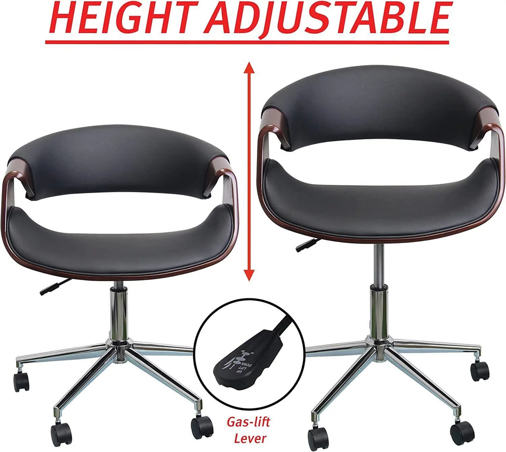 Brown Curved Wood Rolling Office Chair S767472