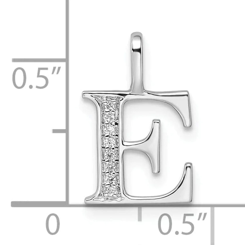14K White Gold Diamond Letter E Initial Pendant H96503