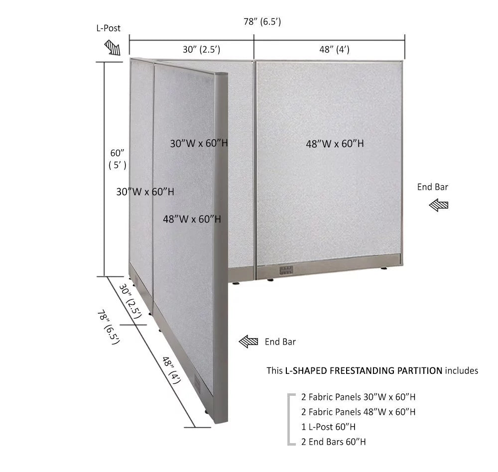 L-Shaped Freestanding Office Partition A154374