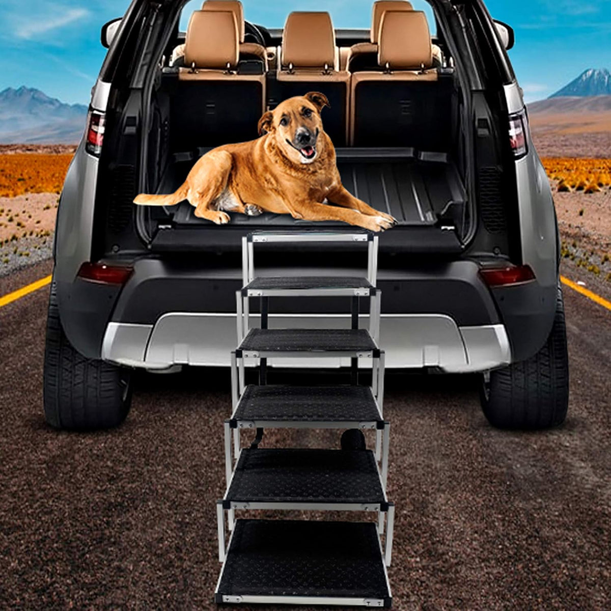 Lightweight Aluminum Foldable Pet Ladder Ramp with Nonslip Surface G327152