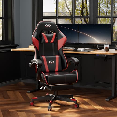 Ergonomic Gaming Chair with Footrest and Headrest W940482
