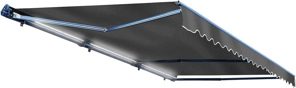 Retractable 16x10 Feet Motorized LED Patio Awning, 100% Polyester Canopy, Green U723449