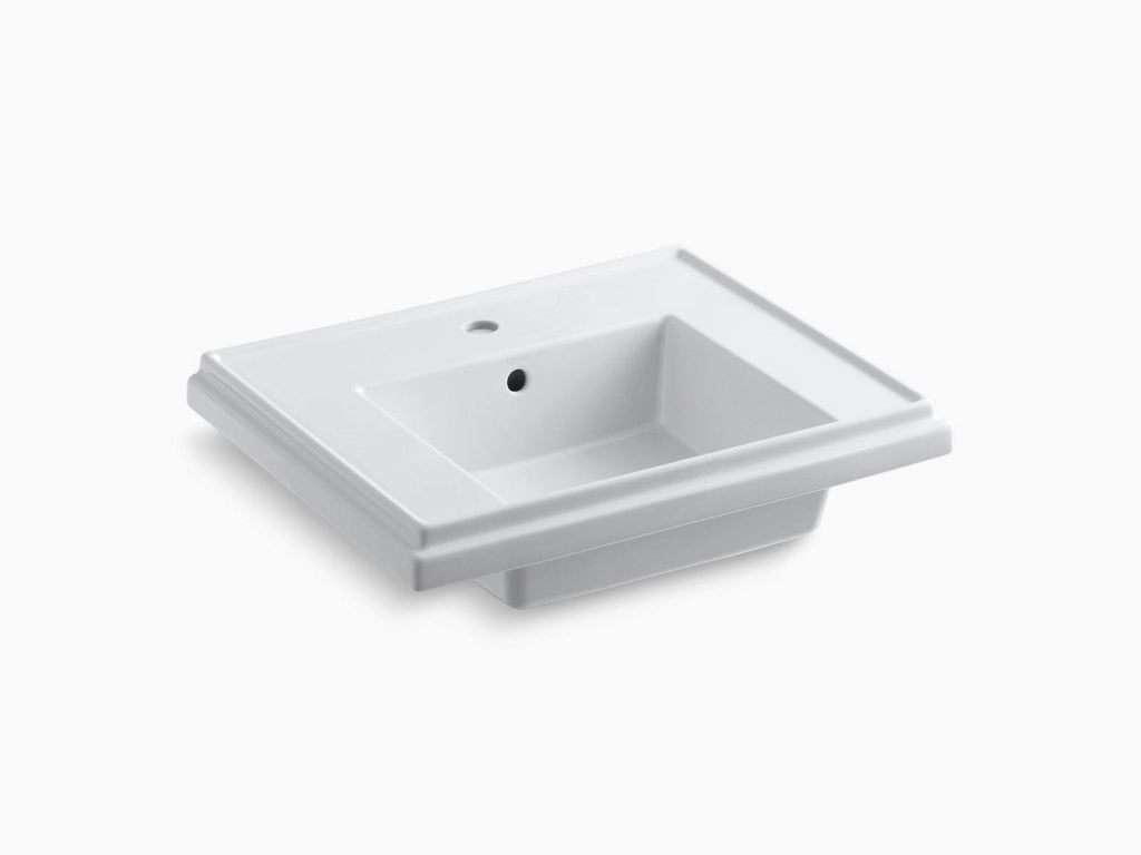 White Pedestal Bathroom Sink Basin with Single Faucet Hole I6536