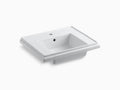 White Pedestal Bathroom Sink Basin with Single Faucet Hole I6536