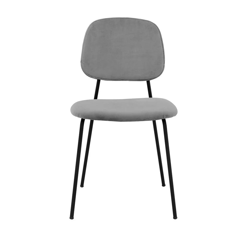 Gray Velvet Metal Dining Chair Set of 2 Y858
