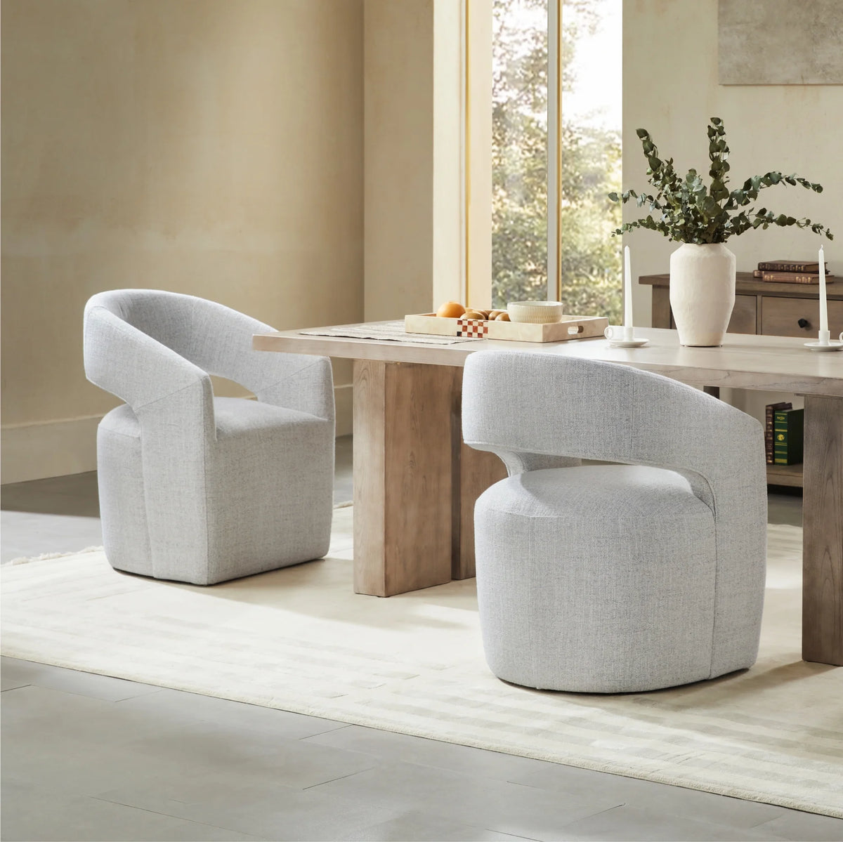 Upholstered Dining Chair with Caster Wheels M503250