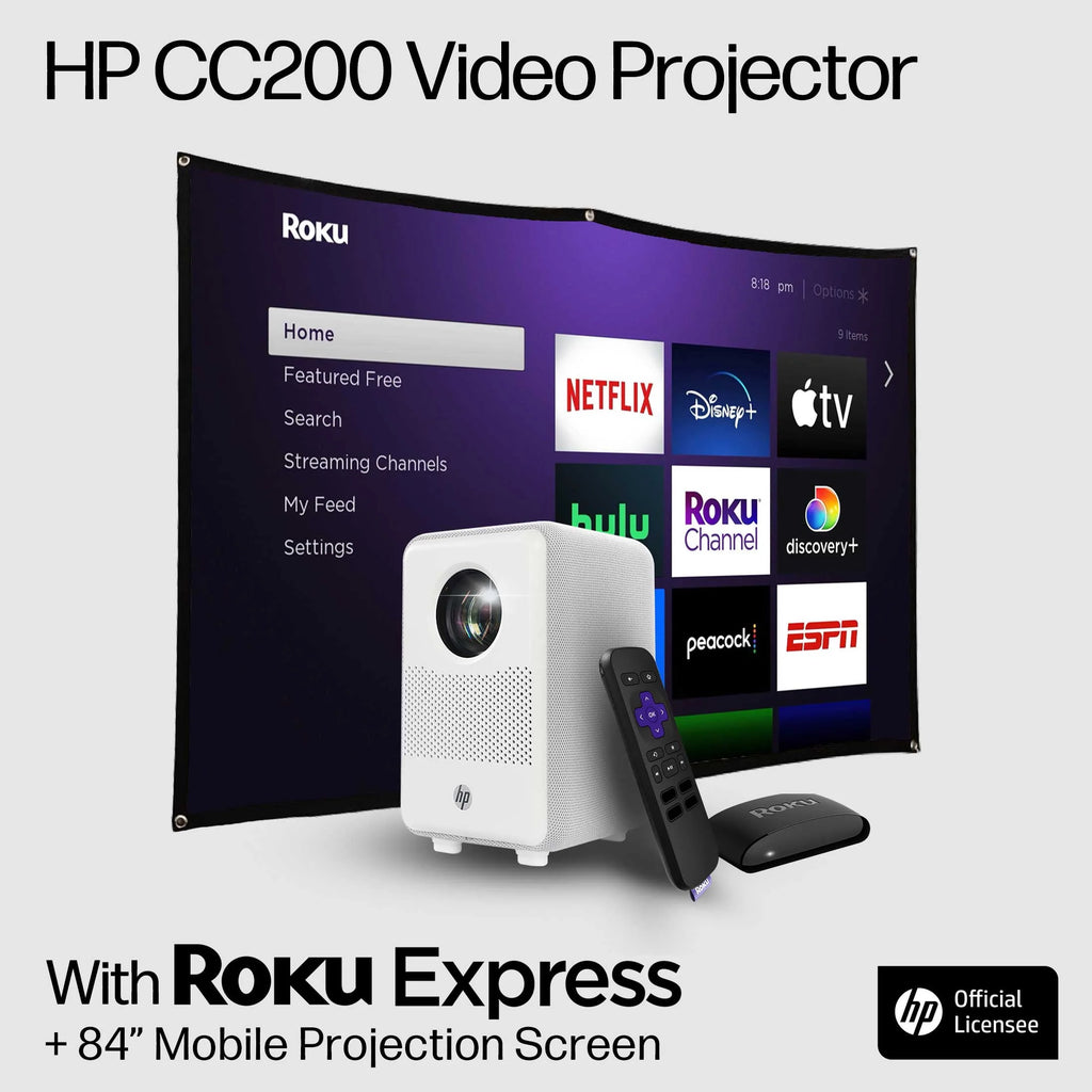FHD LCD LED Projector with Streaming Player and 84 Projection Screen J254