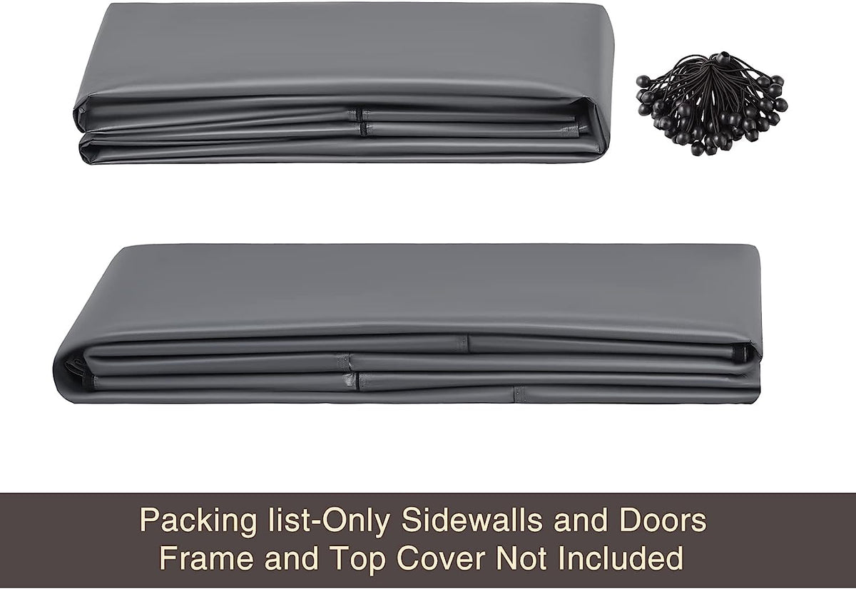 Gray 180G Waterproof UV Protected Replacement Sidewall for 12' x 20' Carport Frame W8290