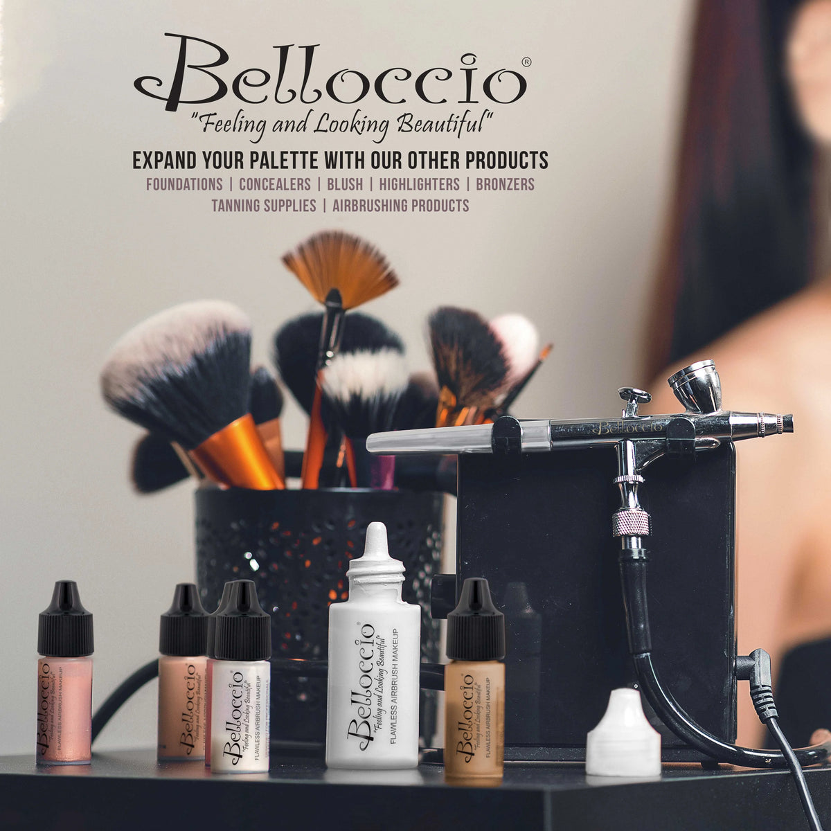 Airbrush Makeup Foundation Set Light Shade Face Cosmetic Kit X590