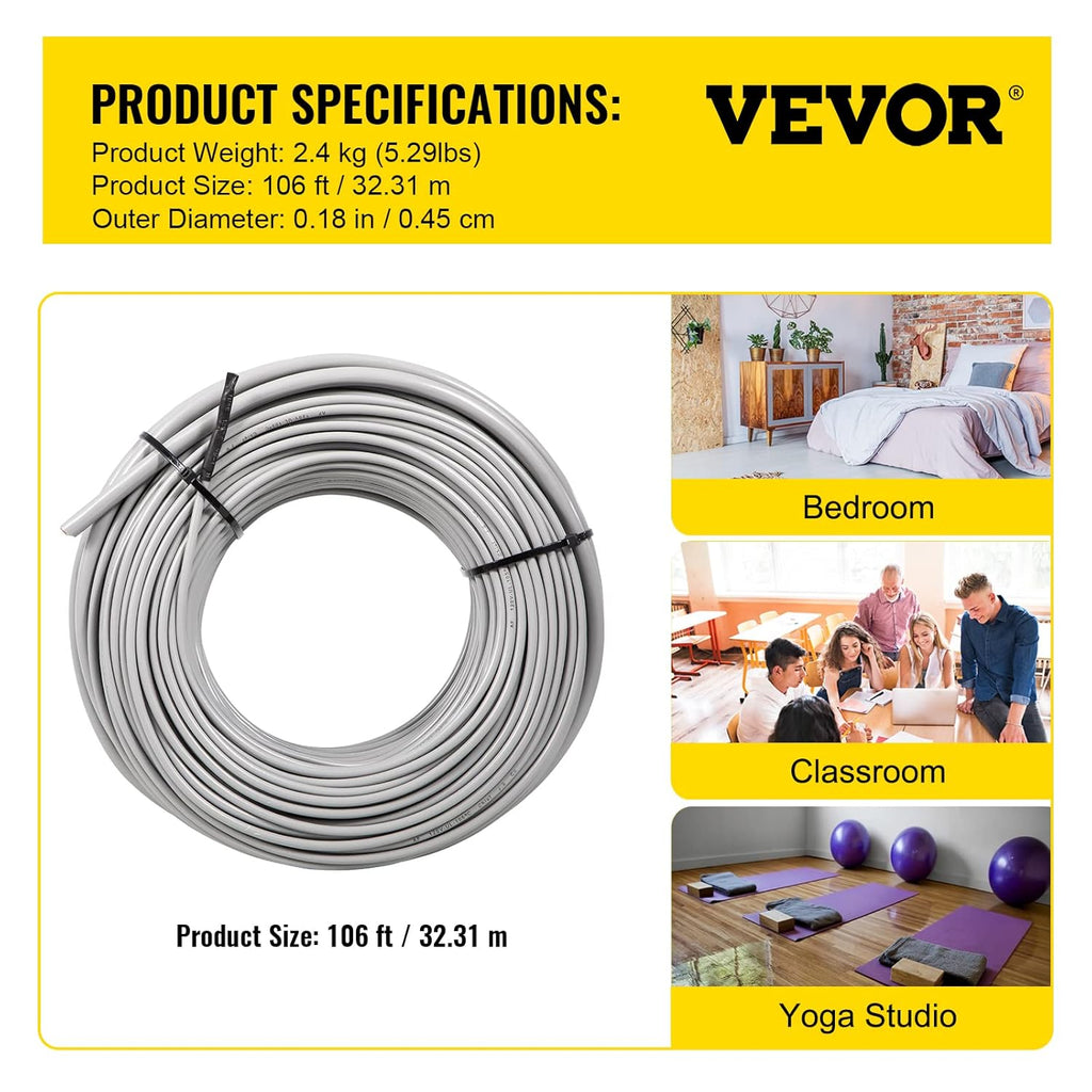 32 Square Feet Floor Heating Cable with Temperature Control Panel X423