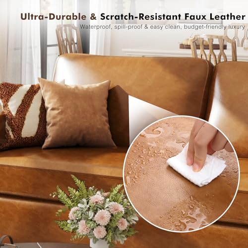 Brown Faux Leather 3 Seater Sofa Set of 2 O9969