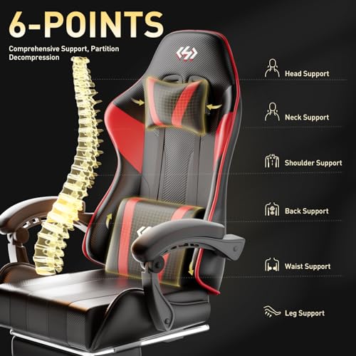 Ergonomic Gaming Chair with Footrest and Headrest W940482