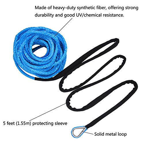 1/4 Inch x 50 Feet Synthetic Winch Line Cable Rope with Sleeve G633213
