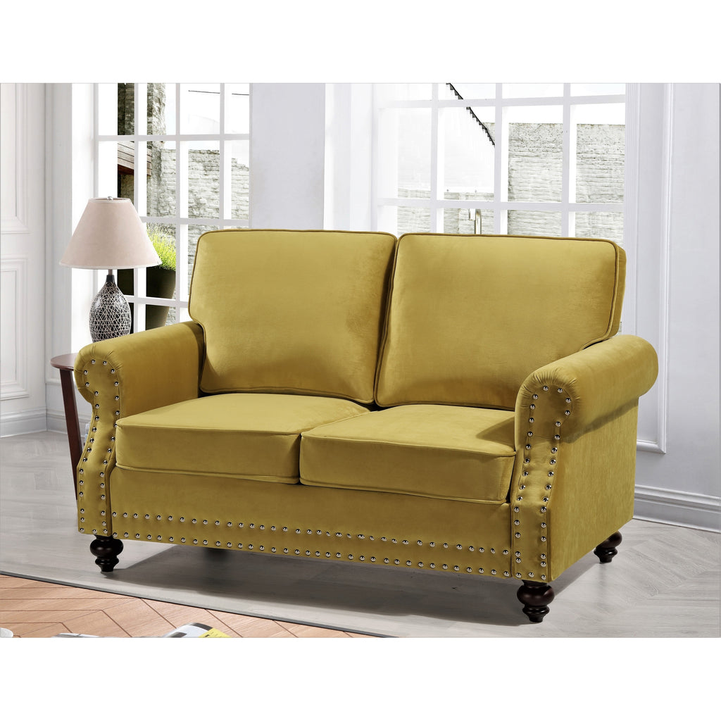Dark Blue Velvet Loveseat U52730