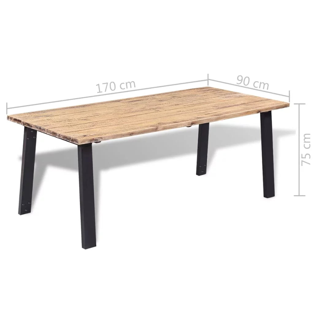 Rustic Acacia Wood Dining Table with Metal Legs J68384