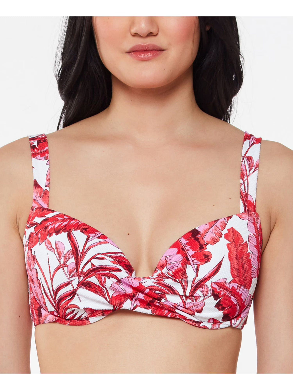 Pink Printed Push-Up Underwire Swimsuit Top W108647
