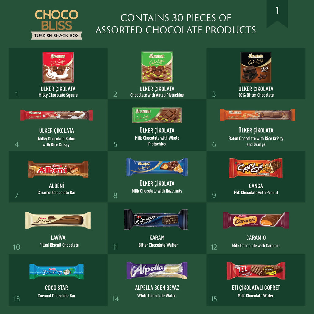 International Snack Box, 30 Full-Size Chocolate Assortment Bars K495