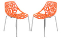 Orange Set of 2 Dining Chair with Chromed Legs Z21395