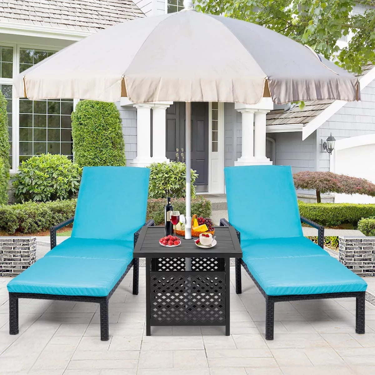 Outdoor Metal Bistro Table with Umbrella Hole N207869