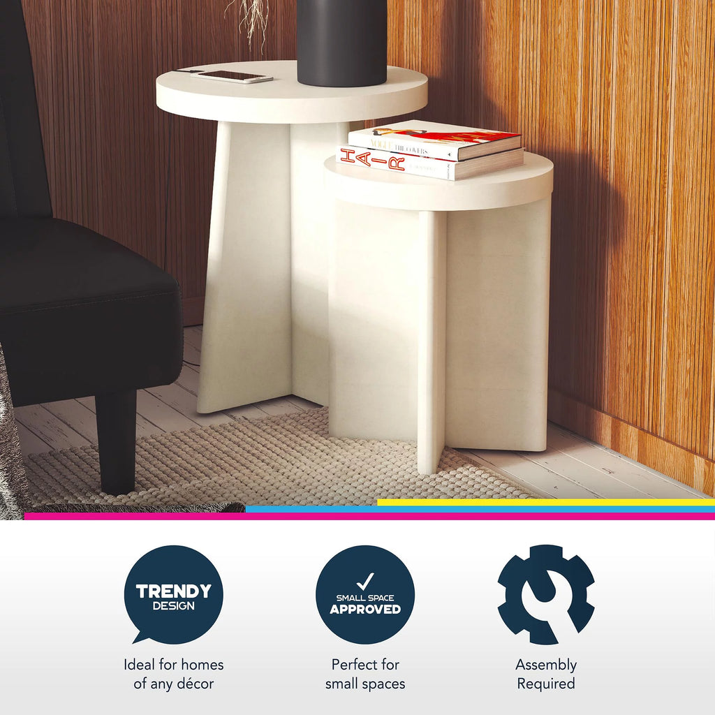 Round End Tables, Set of 2, Plaster Y514