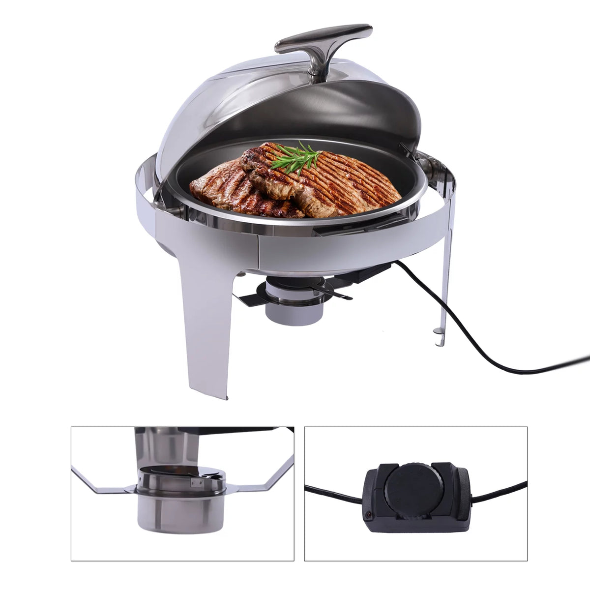 6L Round Chafing Dish with Glass Lid C249