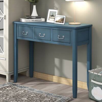 Navy 3 Drawer Console Table W4757