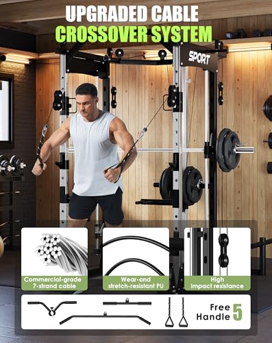 2200LBS Heavy Duty Power Cage with Cable Crossover System R65444