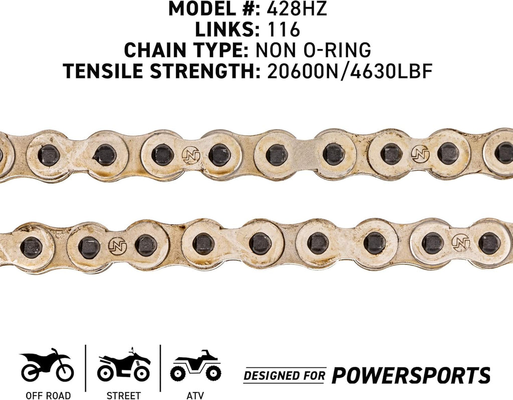 Drive Sprocket Chain Combo Front 15 Rear 49 Tooth 428HZ Standard 114 Links Pack of 2 W856
