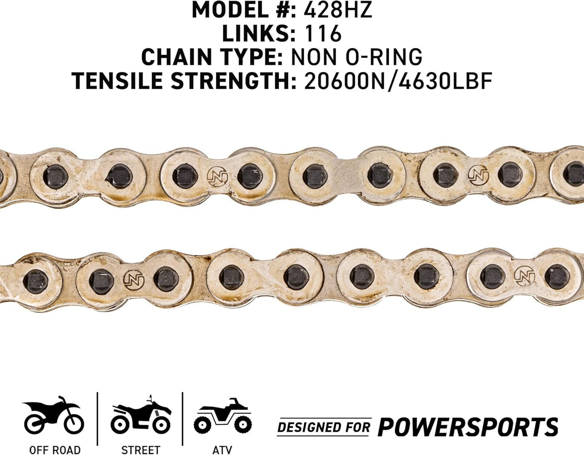 Drive Sprocket Chain Combo Front 15 Rear 49 Tooth 428HZ Standard 114 Links Pack of 2 W856