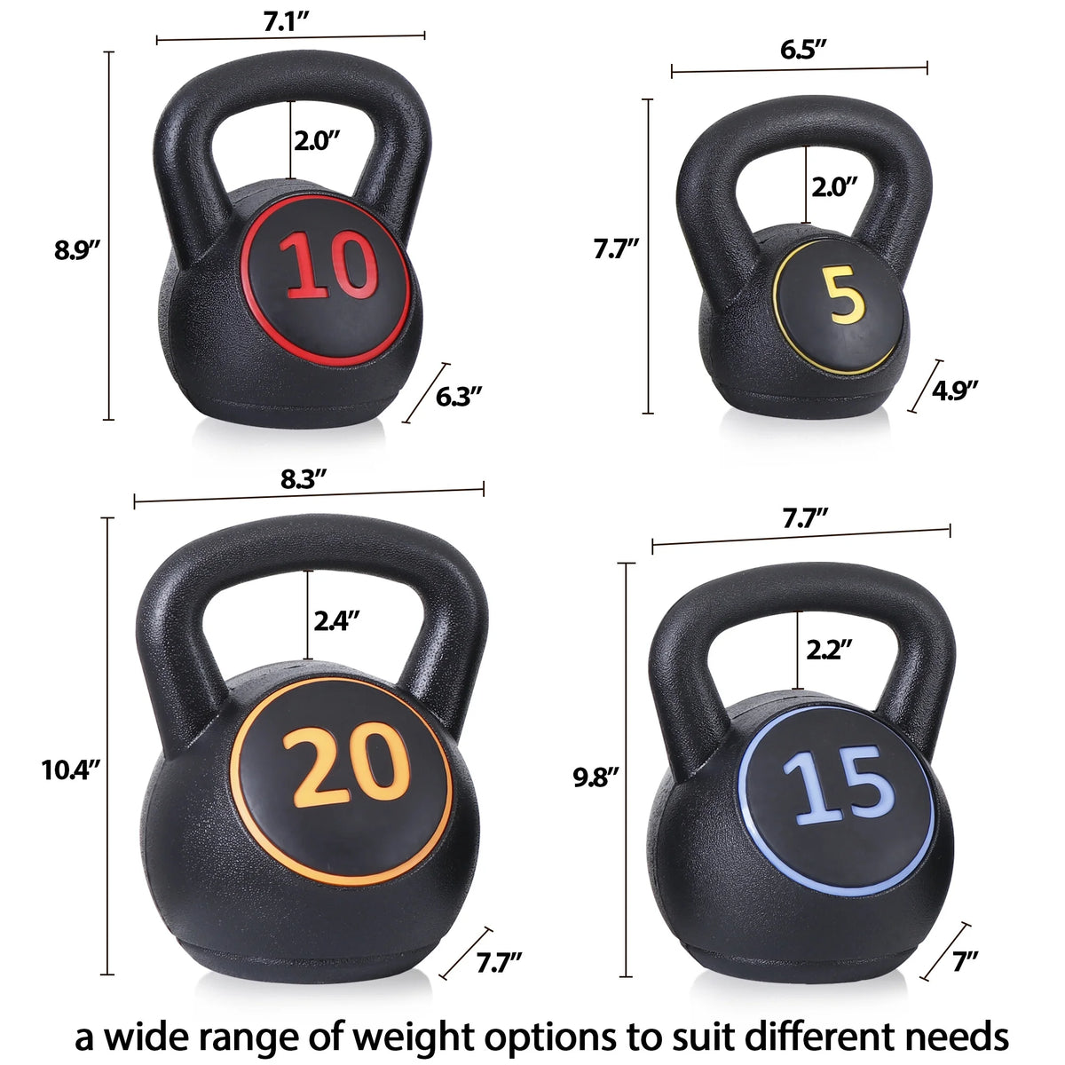 3 Piece 5lb 10lb 15lb Kettlebell Set with Storage Rack A83901