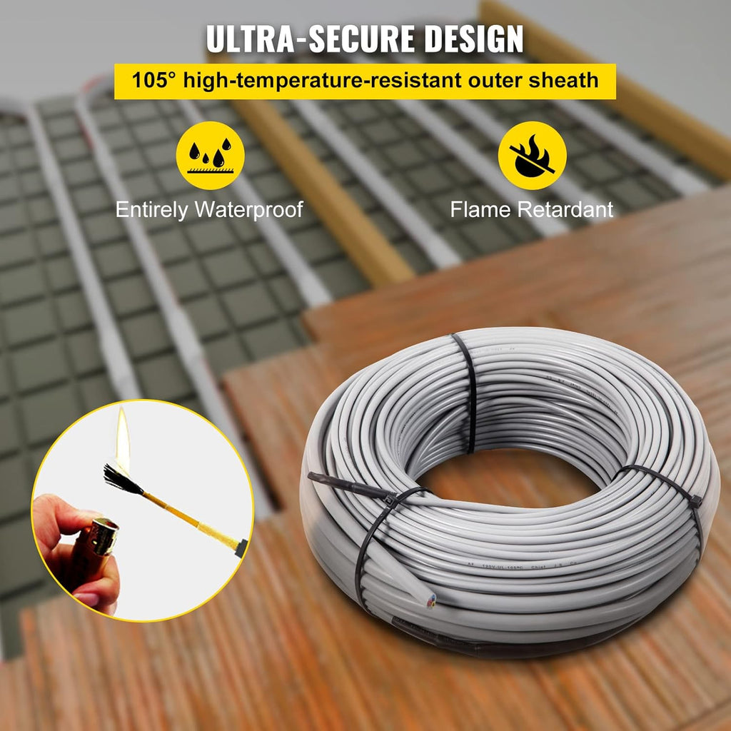 32 Square Feet Floor Heating Cable with Temperature Control Panel X423
