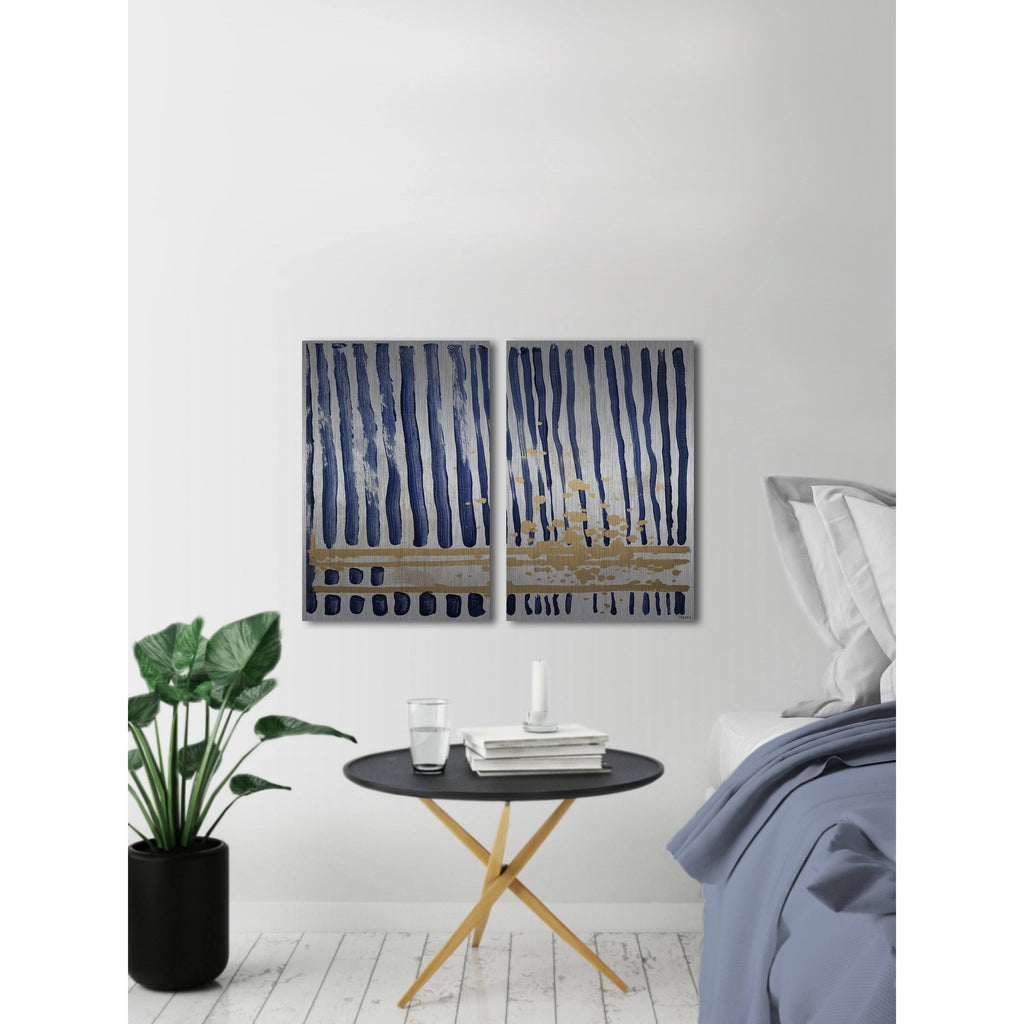 Blue Verticals Diptych - 48 x 36 Z3792