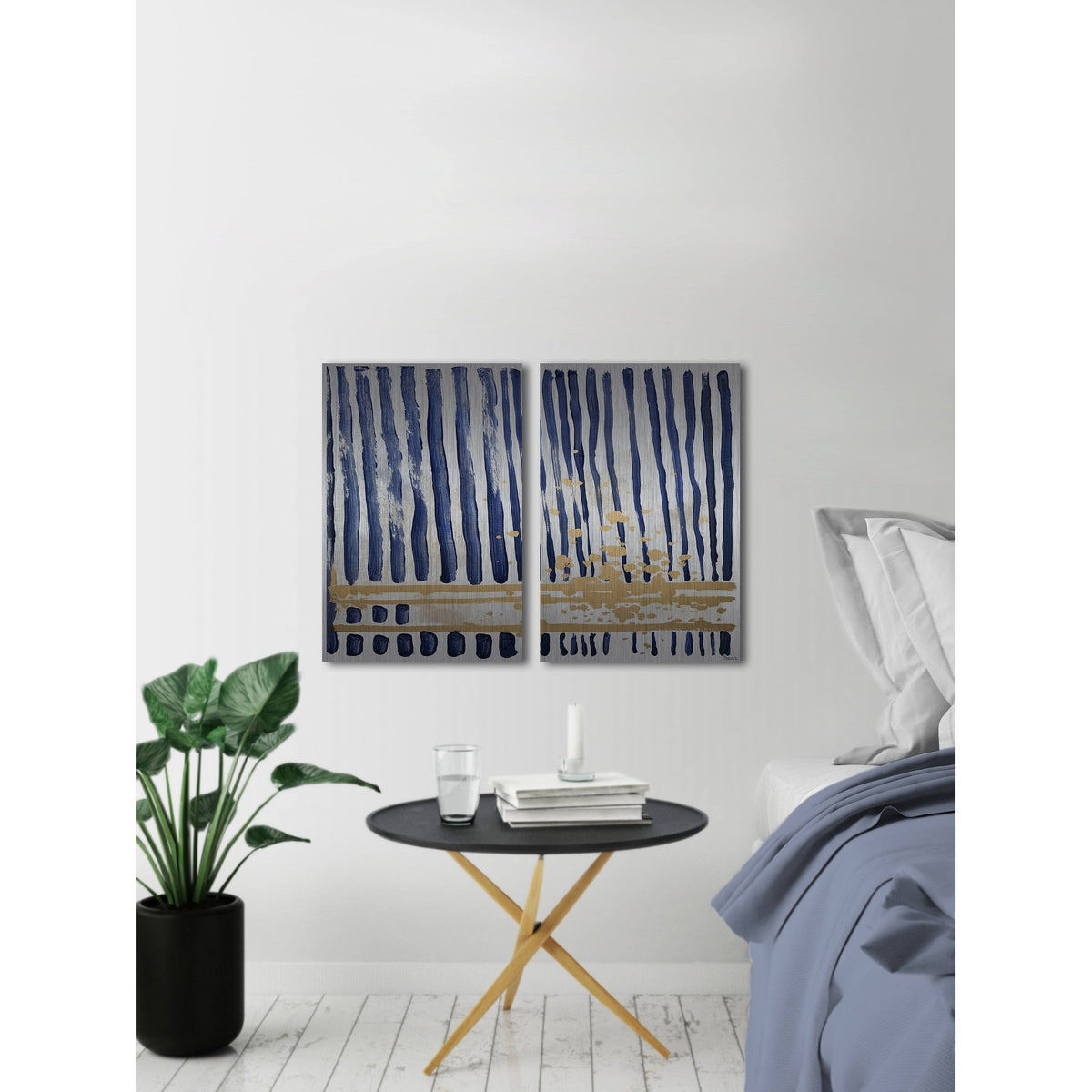 Blue Verticals Diptych - 48 x 36 Z3792