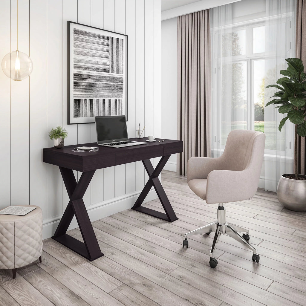 Black Wood Writing Desk with Drawers T220192