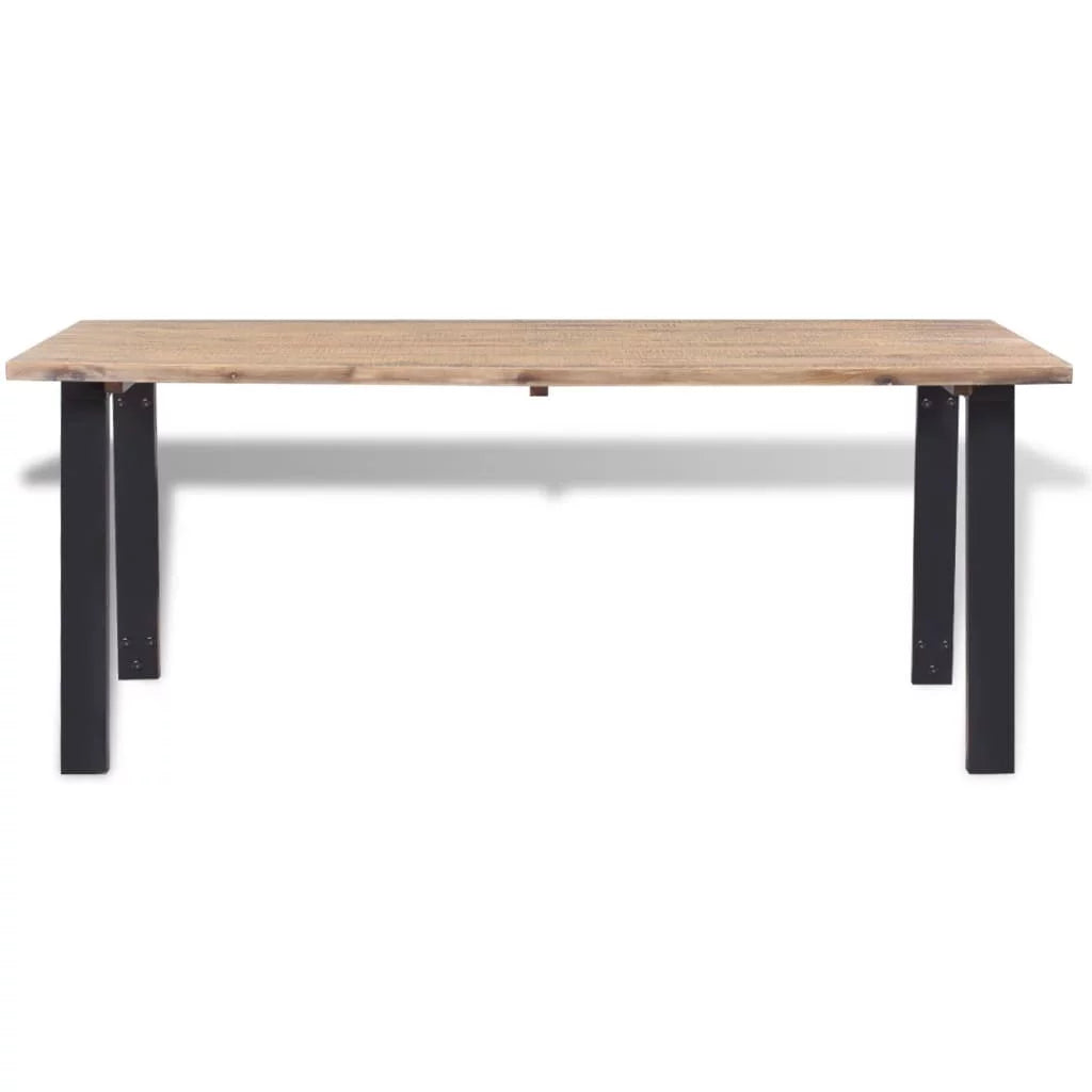 Rustic Acacia Wood Dining Table with Metal Legs J68384