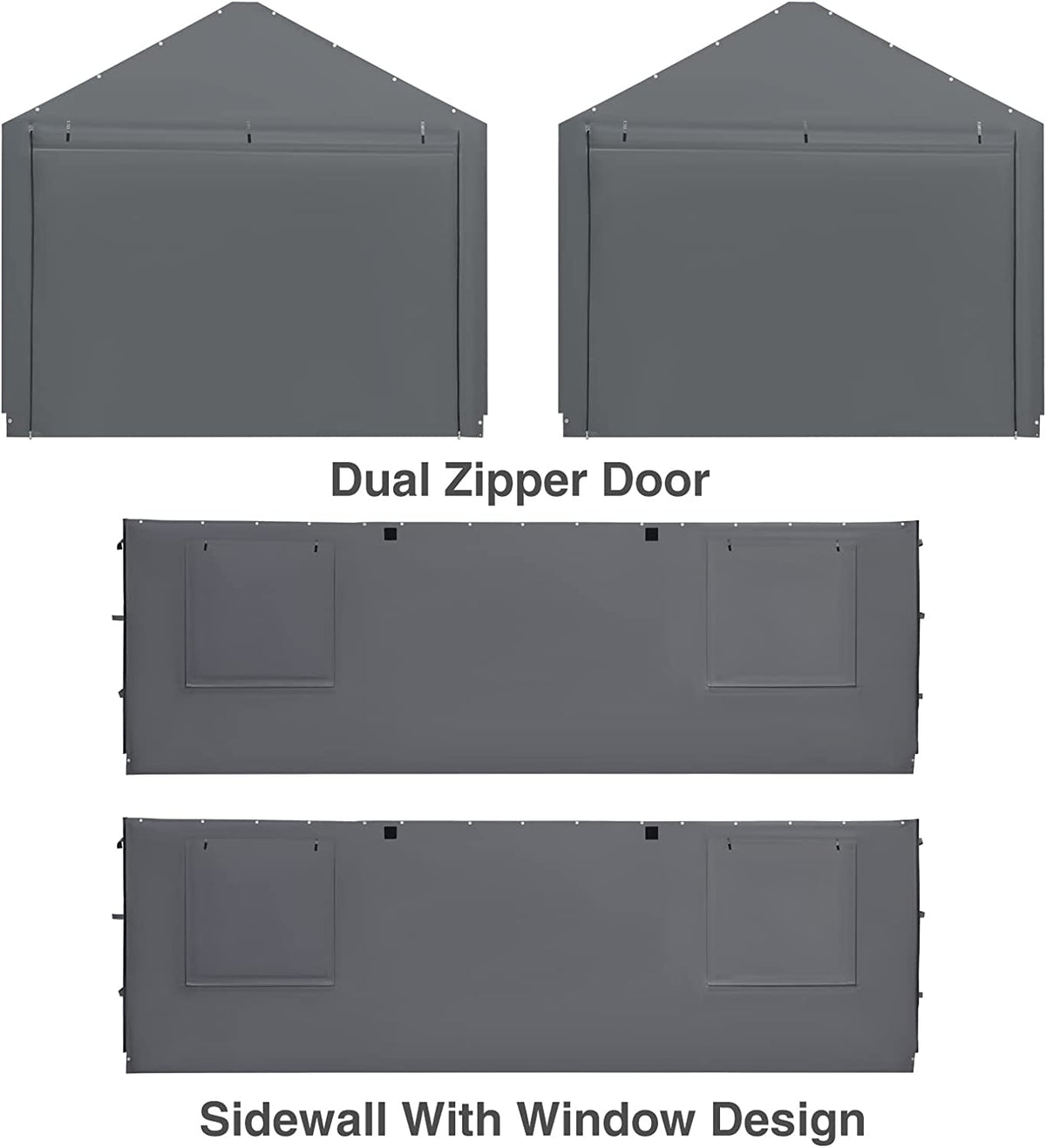 Gray 180G Waterproof UV Protected Replacement Sidewall for 12' x 20' Carport Frame W8290