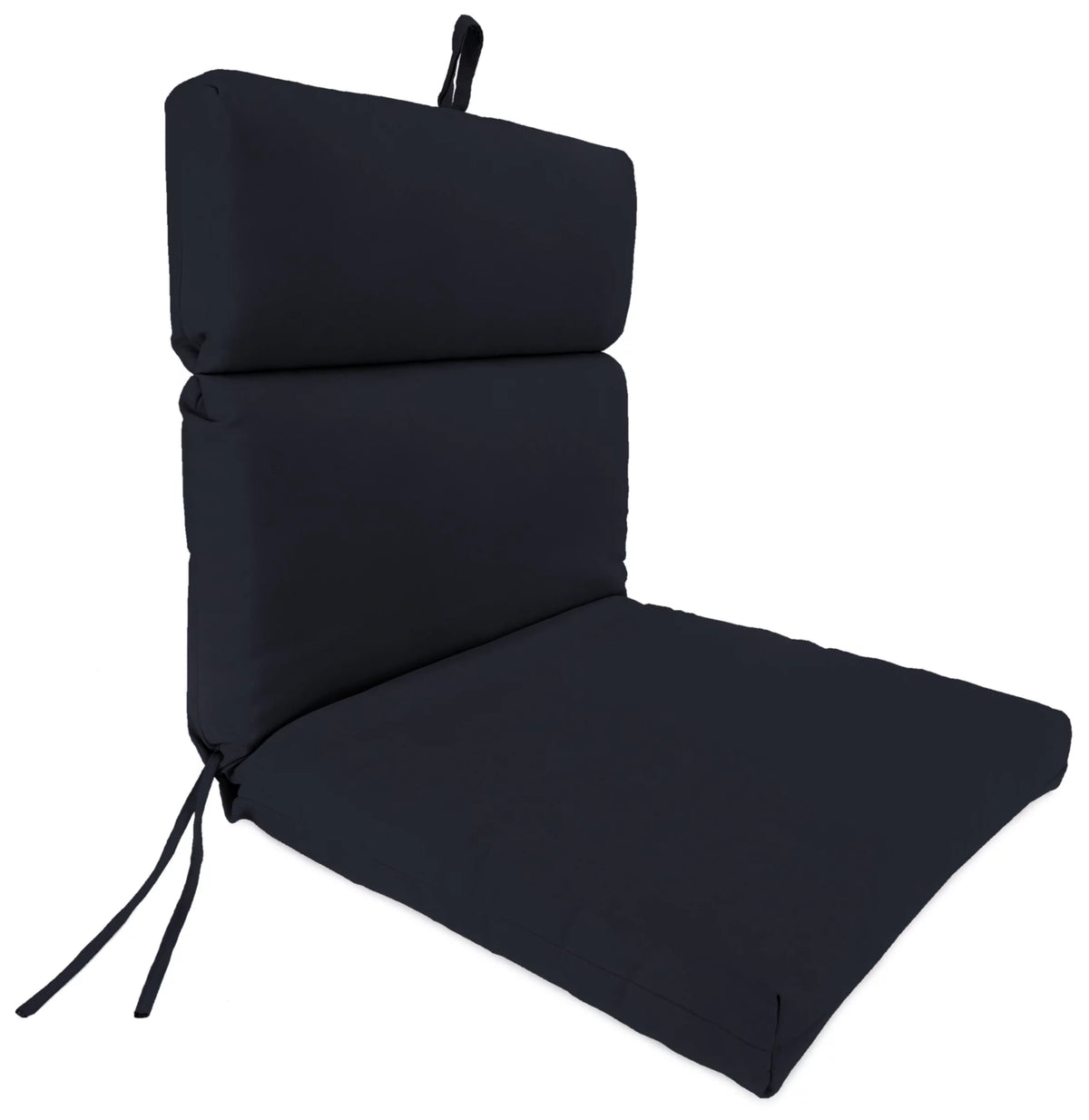 Navy Rectangular Outdoor Chair Cushion with Ties J8087