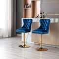 Blue Velvet Swivel Bar Stools Set Of 2 Adjustable Counter Height I954544