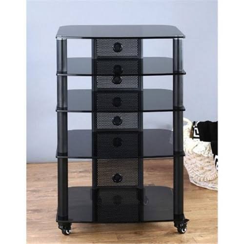 Black Glass Shelves AV Stand Z54715