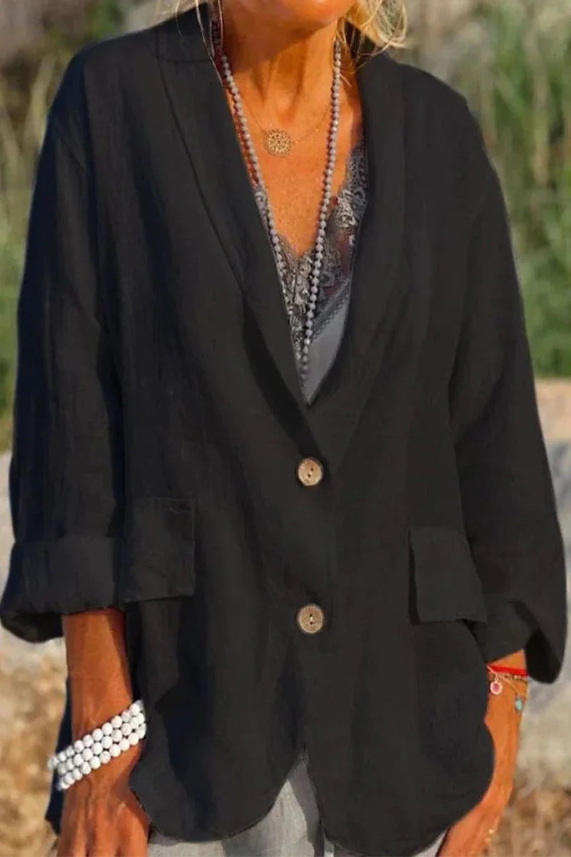 Solid Turn-back Collar Outerwear D430