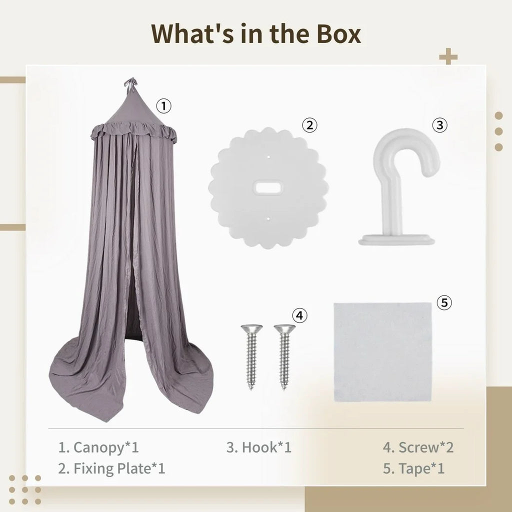 Grey Hanging Frills Ceiling Canopy Z136