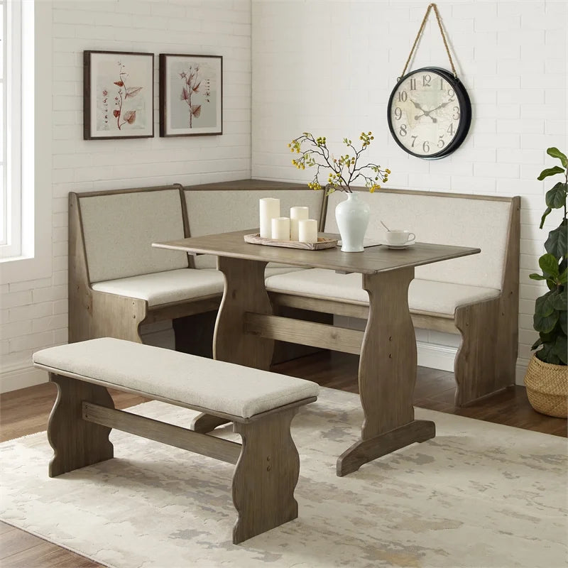 Brown Wood Corner Dining Set T32762