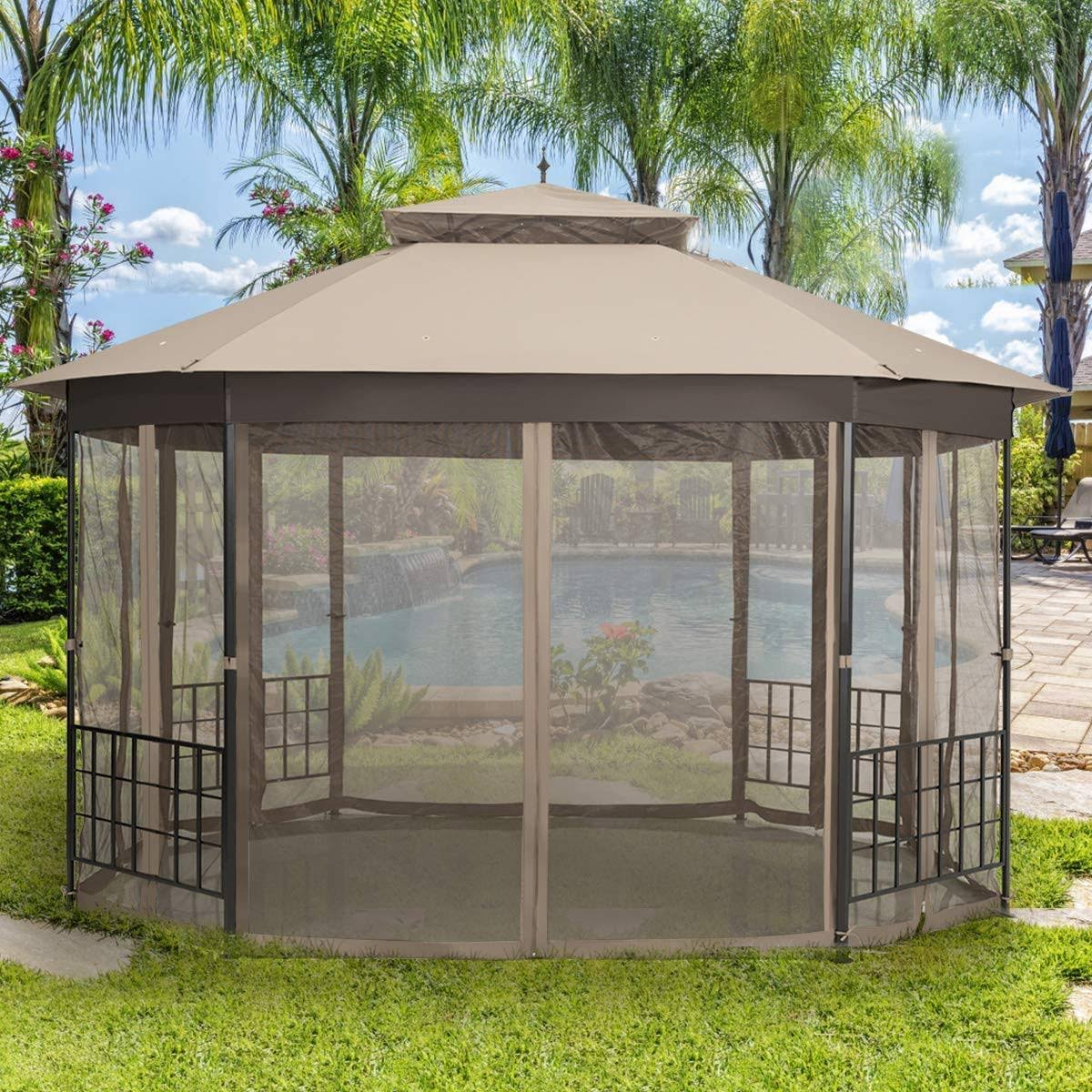 10 x 12 ft Heavy Duty Octagonal Canopy Tent with Steel Frame J78546